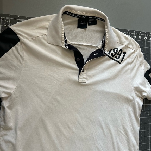 Armani Exchange White and Black Polo with 1991 Emblem - Picture 7 of 10